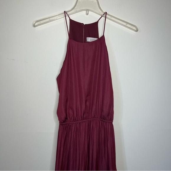 LOFT Garnet Red Flounce Midi Halter Dress Size Medium - Picture 16 of 16